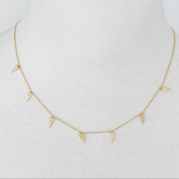 Dangling Crystal Arrowheads Gold-Plated Necklace - Picture 6 of 7